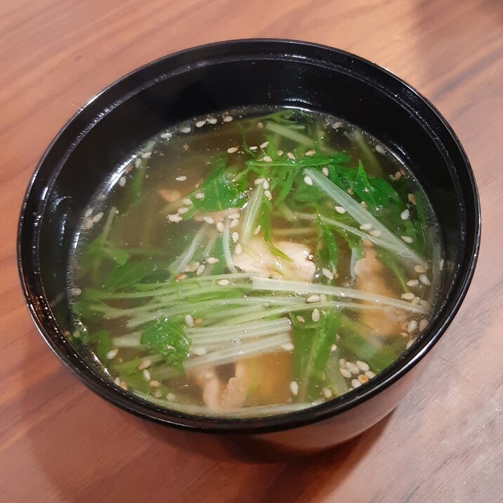 豚肉と水菜の中華スープ